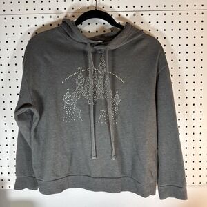 Disney World Parks Castle Bling Hoodie Mickey Sweatshirt Size S‎ Grey Pixie
